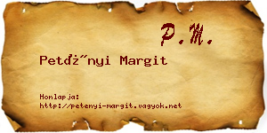 Petényi Margit névjegykártya